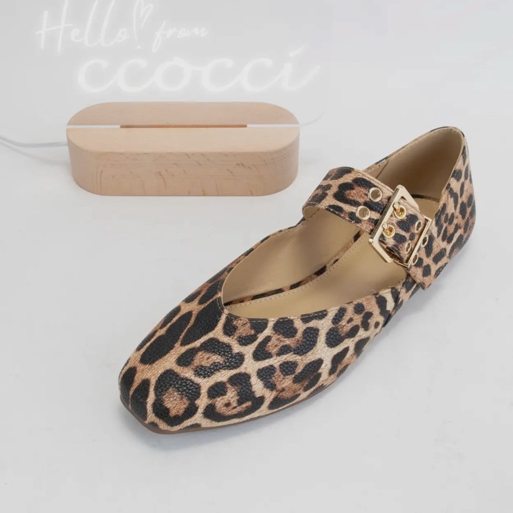 NEW: CCOCCI Soda Women's Leopard Buckle Mary Jane Flats